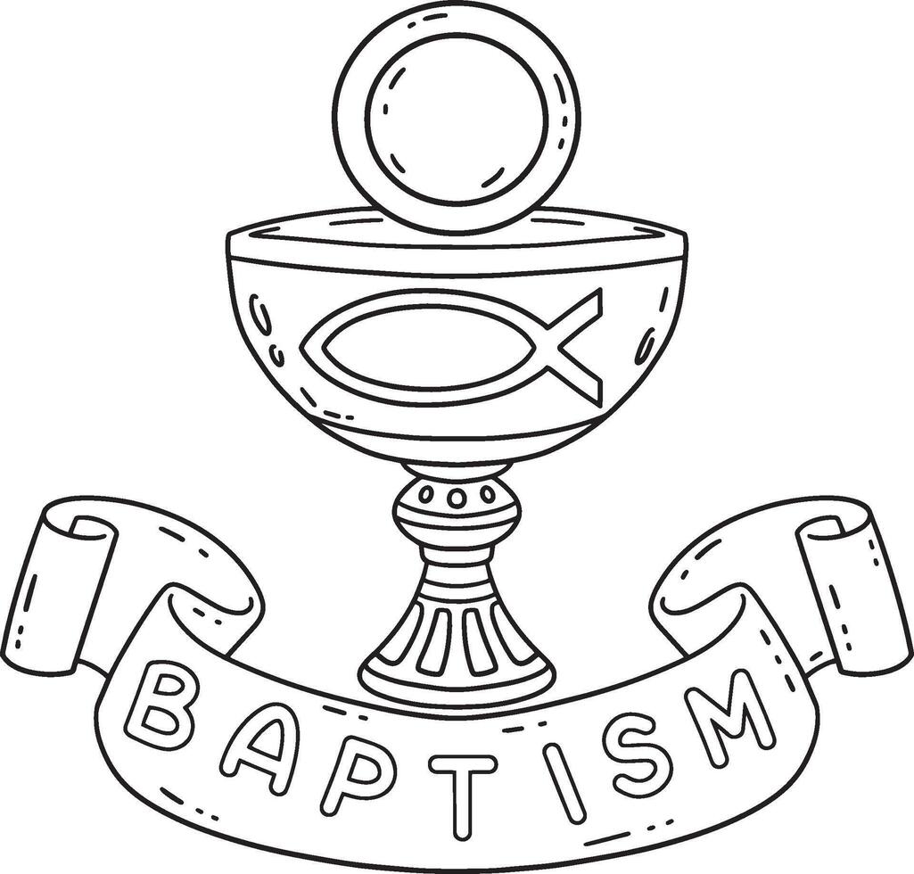Baptism Chalice Isolated Coloring Page for Kids vector
