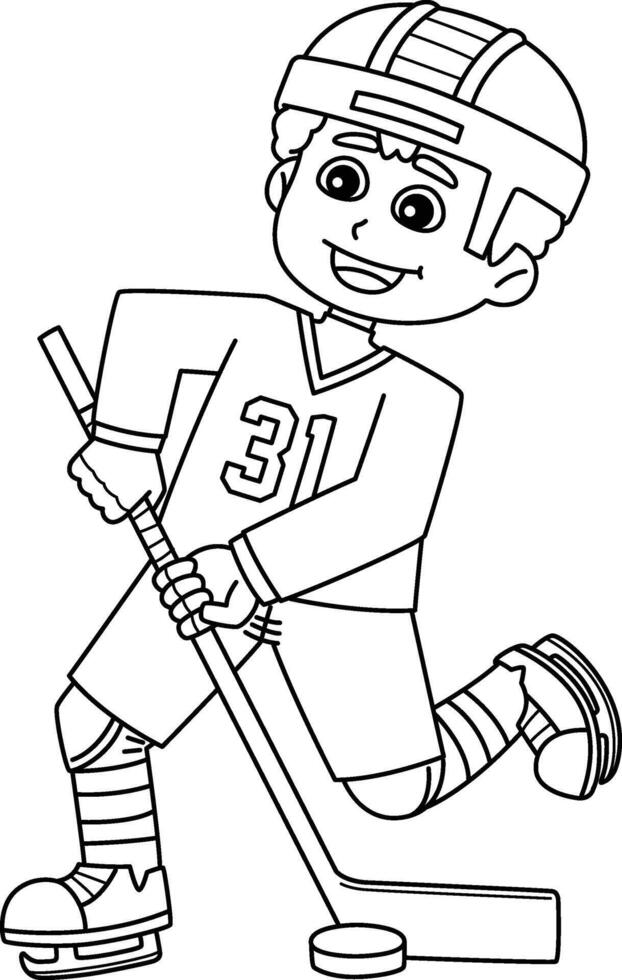 Ice Hockey Boy Player Passing the Puck Isolated vector