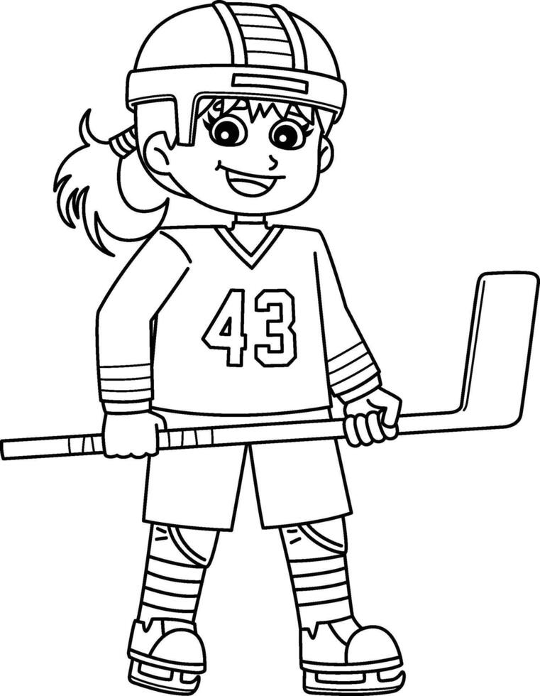 Ice Hockey Girl Player at the Center Line Isolated vector
