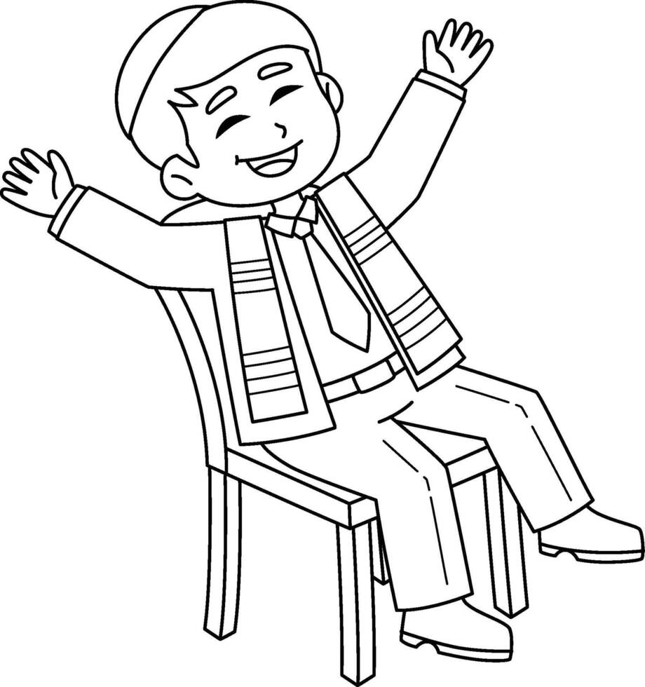 Bar Mitzvah Boy Doing the Hora Isolated Coloring vector