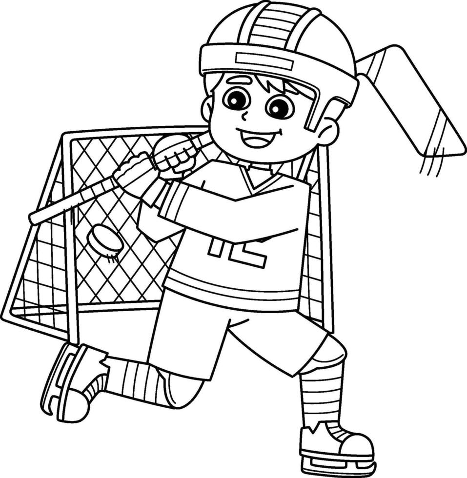 Ice Hockey Boy Player Making a Goal Isolated vector