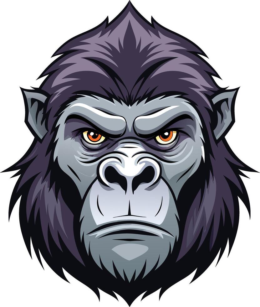 Savage Gorilla Head Illustration Available on EPS File vector