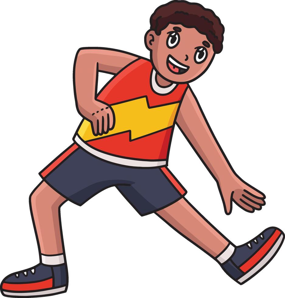 Track and Field Athlete Stretching Cartoon Clipart vector