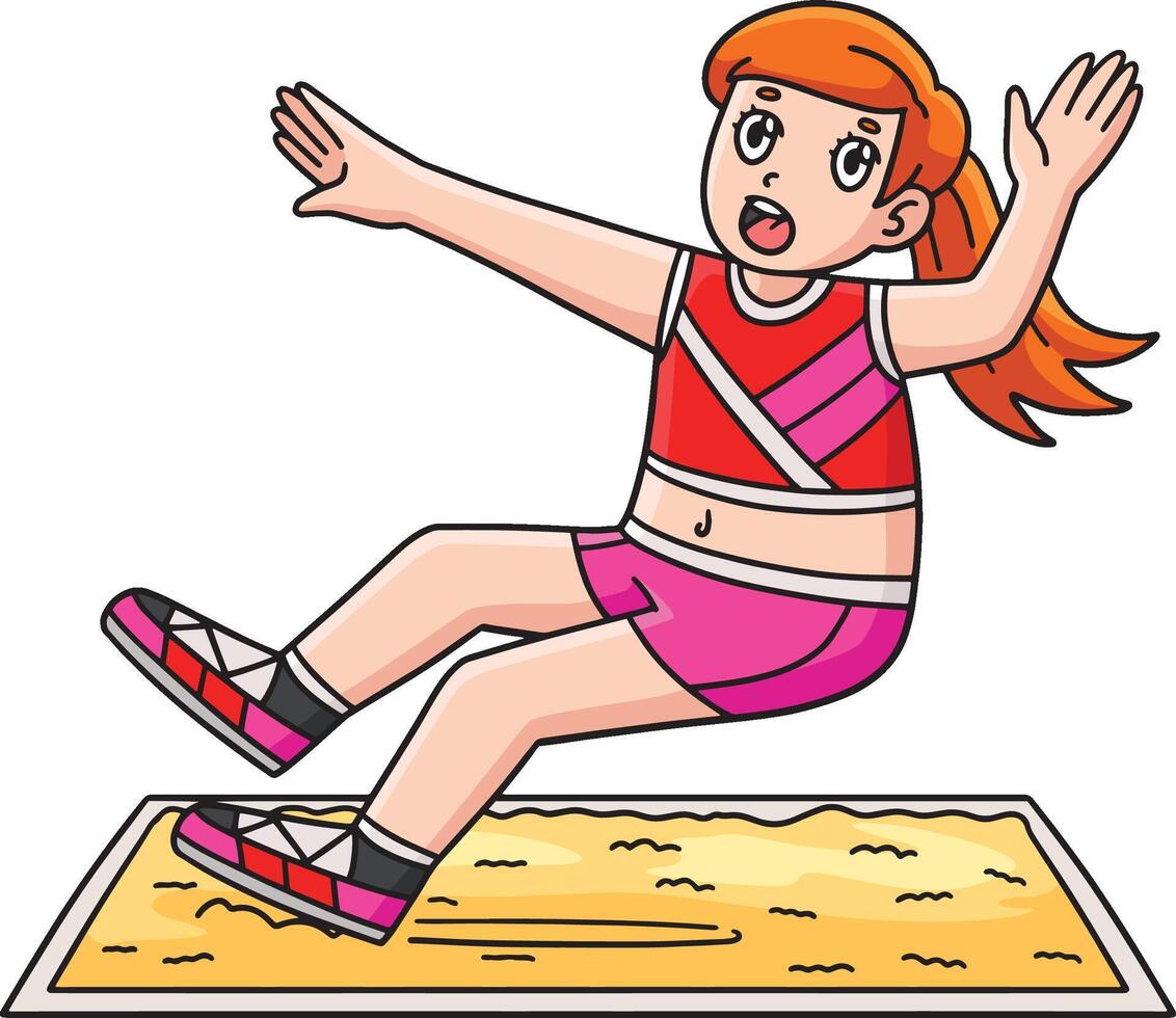 Track and Field Female Landing on Sandpit Clipart vector