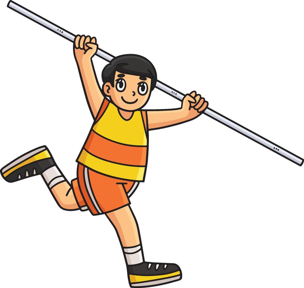 Track and Field Athlete with Pole Cartoon Clipart vector