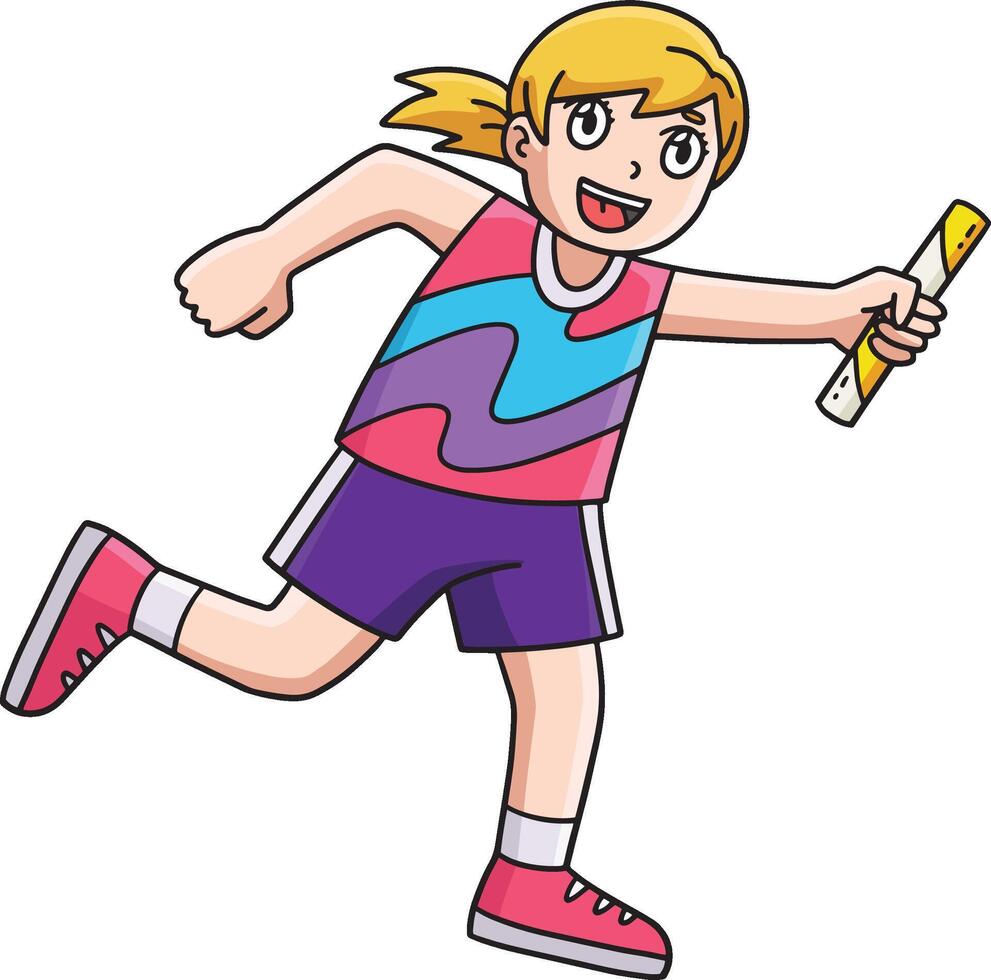 Track and Field Female with a Relay Baton Clipart vector