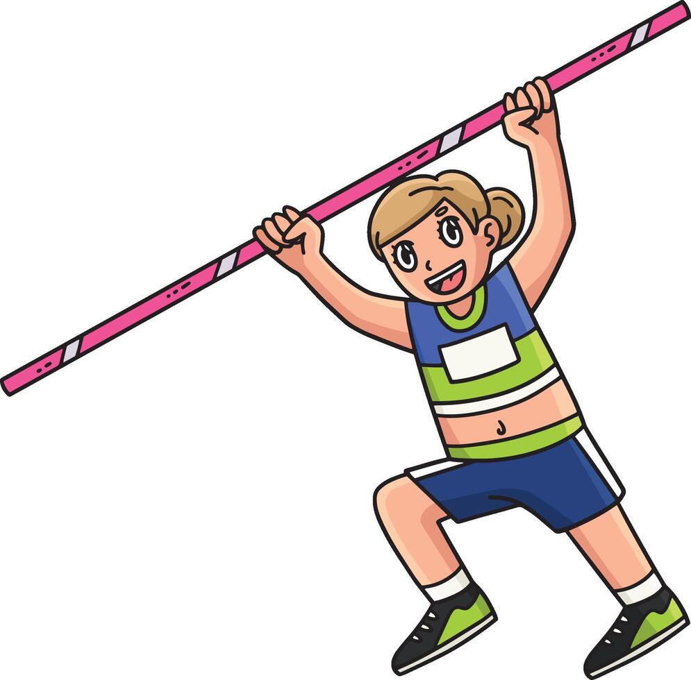 Track and Field Female Athlete with Pole Clipart vector