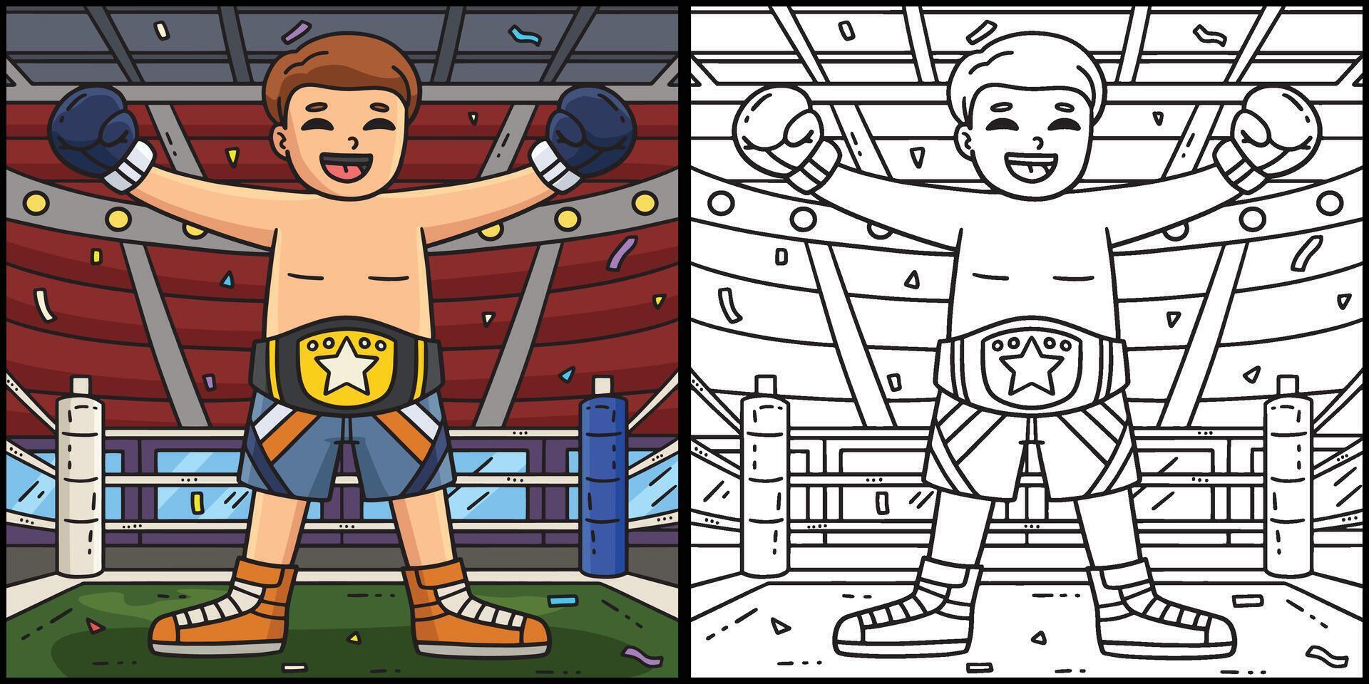 Boxing Boxer with a Champion Belt Illustration vector