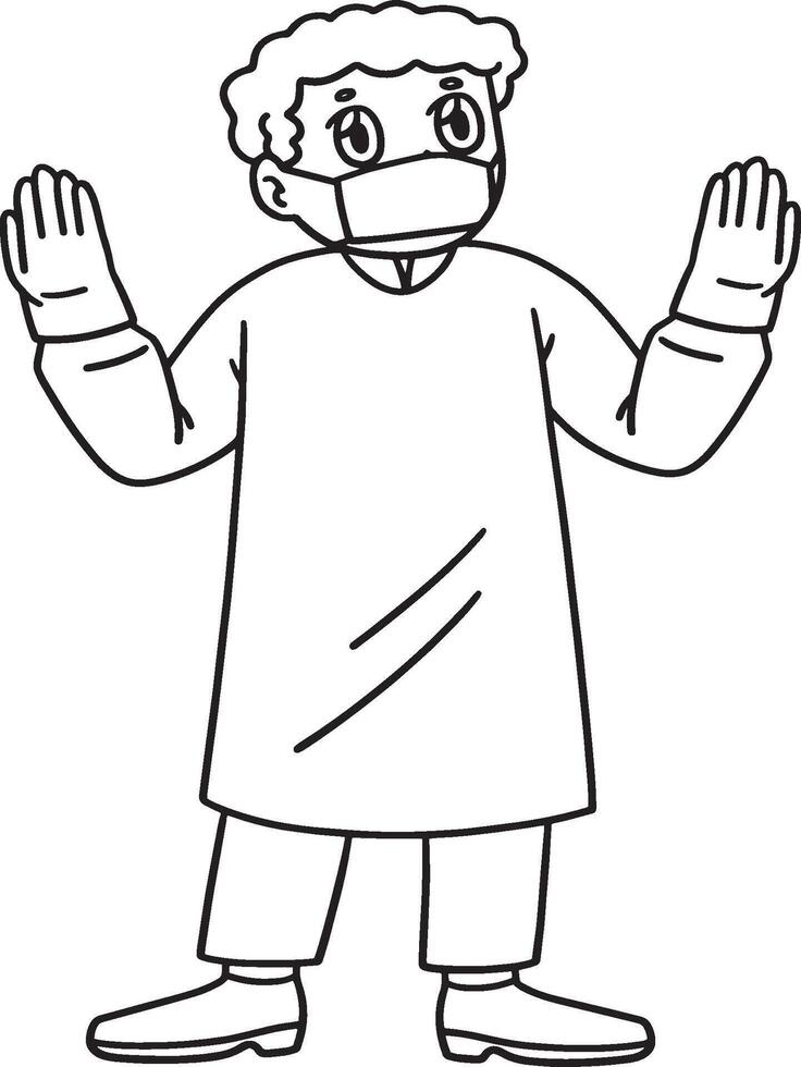 Surgeon Doctor Isolated Coloring Page for Kids vector