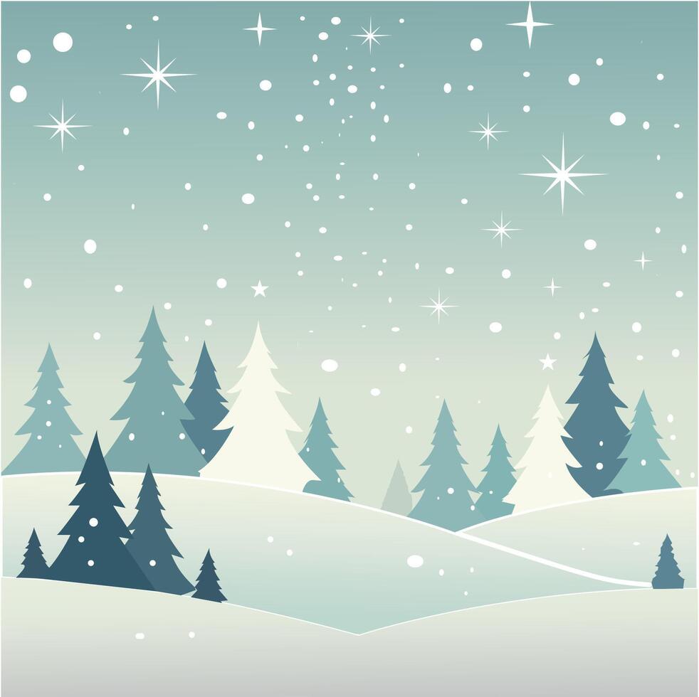 Snowing Christmas background with trees vector