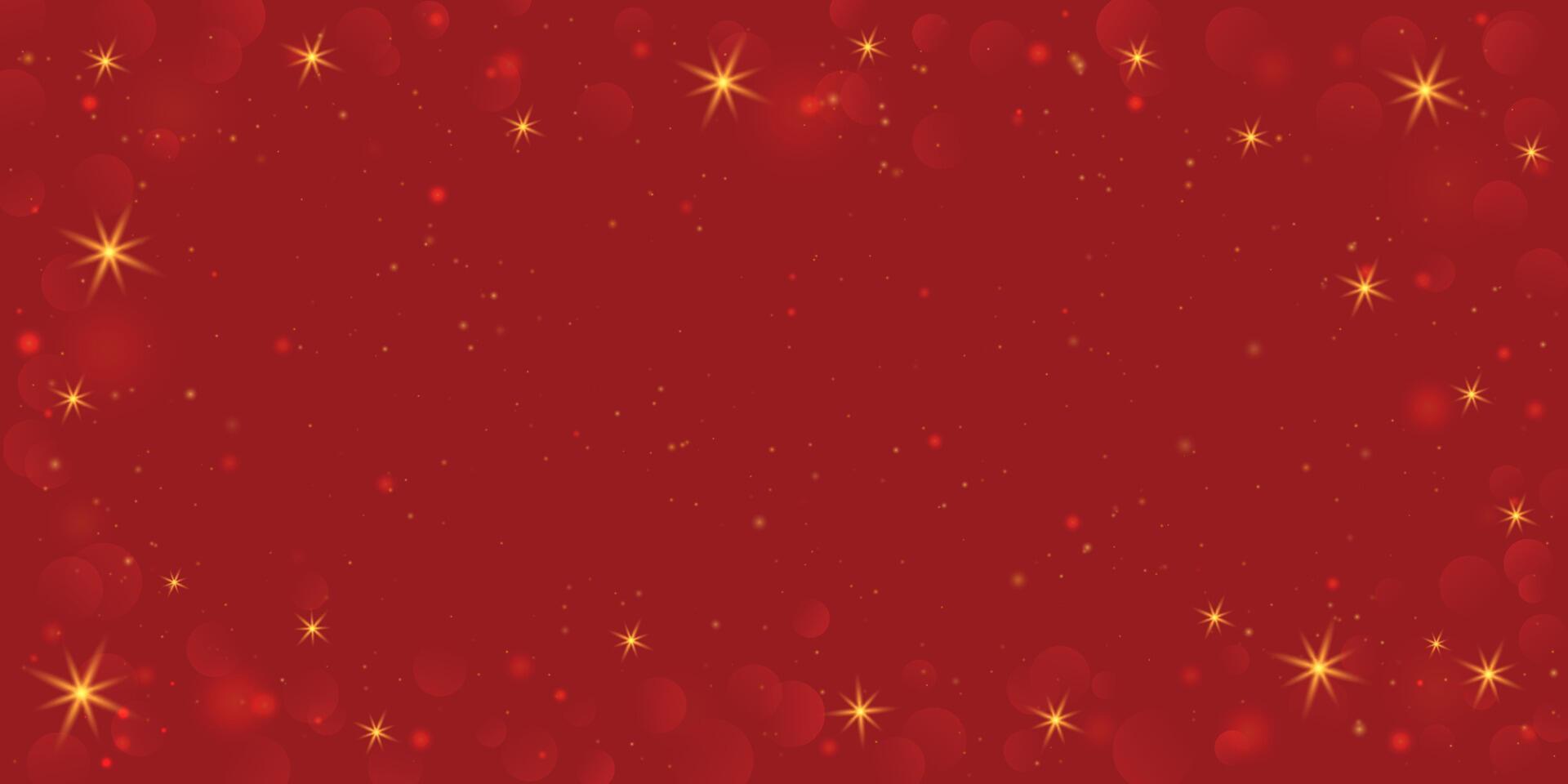 Merry Christmas Red Elegant Background with Shiny Lights. Christmas festive red bokeh background vector