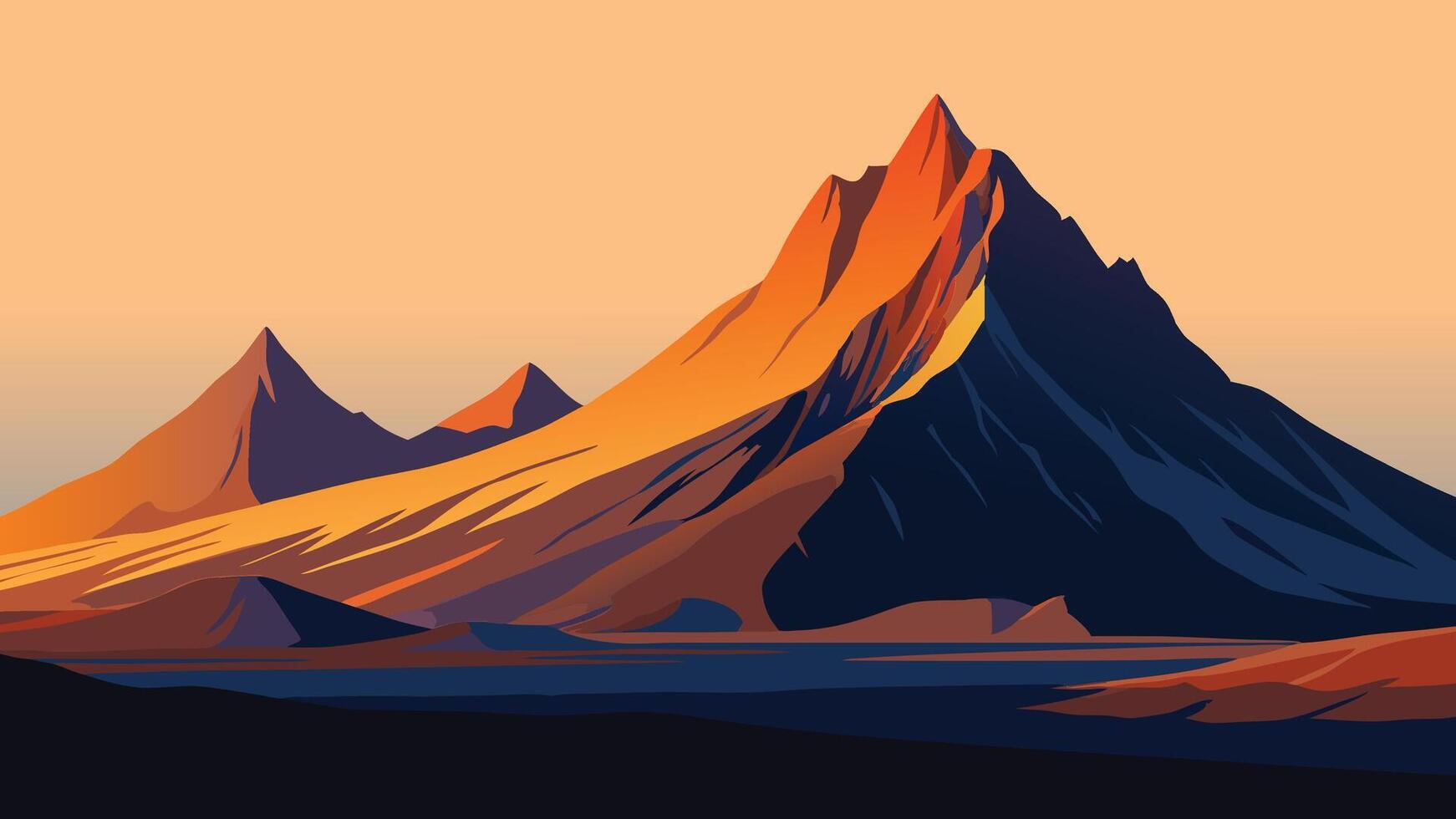 breathtaking Icelandic landscape featuring majestic mountains and rugged lava formations under a clear skyflat illustration vector