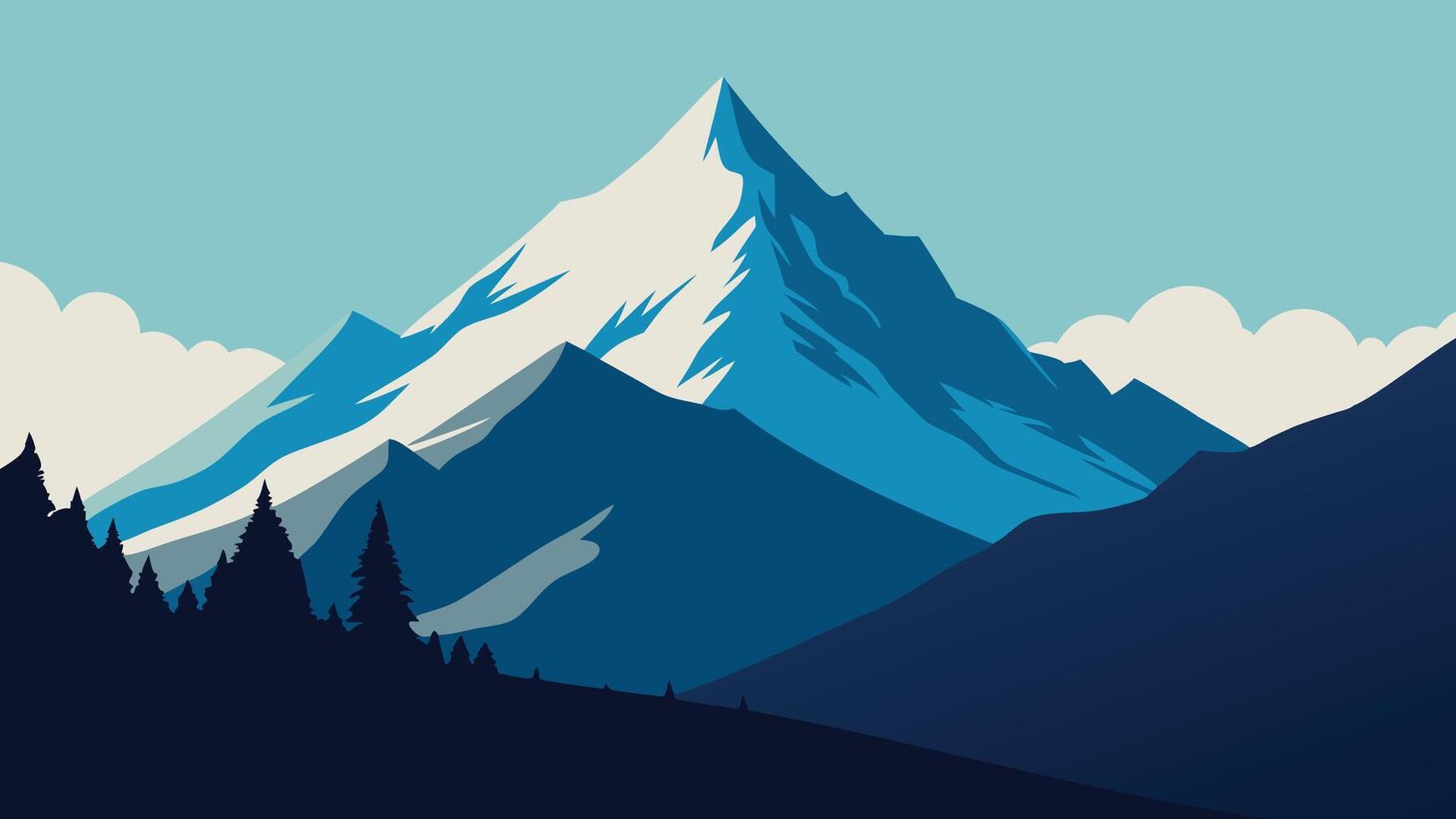 view of the Swiss Alps, showcasing majestic mountains and lush valleys, a perfect destination for travelers flat illustration vector