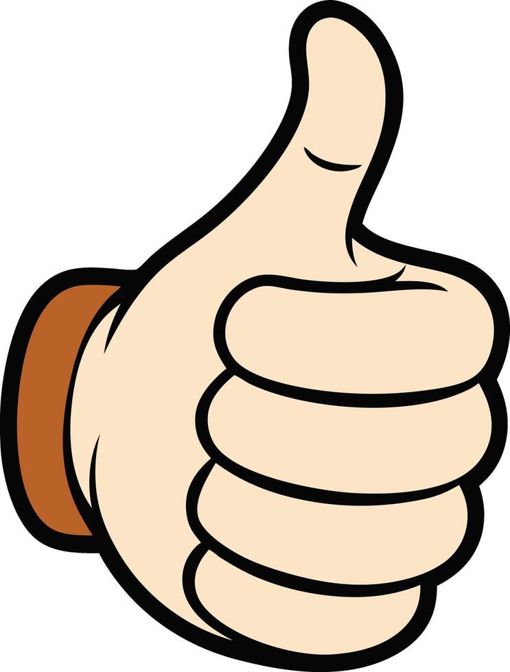A hand with a thumbs up gesture outlined in black, symbolizing approval or encouragement in a simple and clear style vector