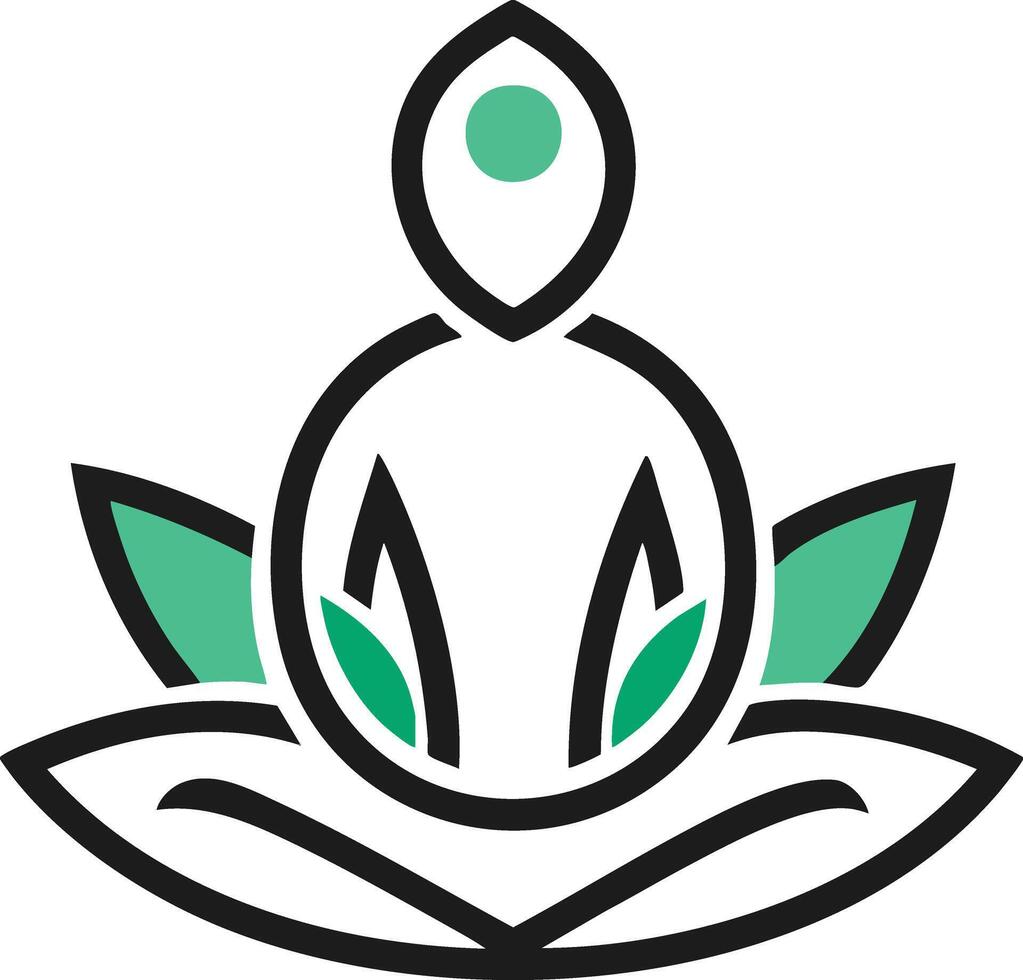 A minimalist meditation logo featuring a lotus and serene figure, symbolizing peace and mindfulness in a calm setting vector
