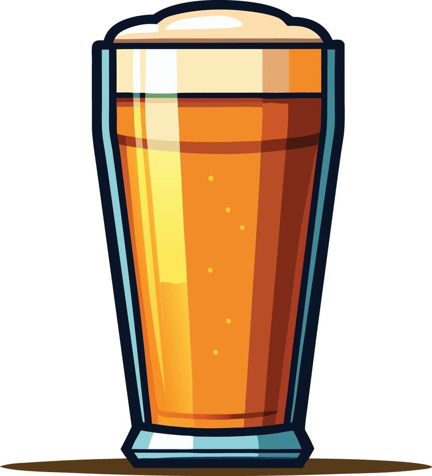 Contemporary illustration of a glass of beer with a thin black outline on a solid green background representing refreshment and leisure vector