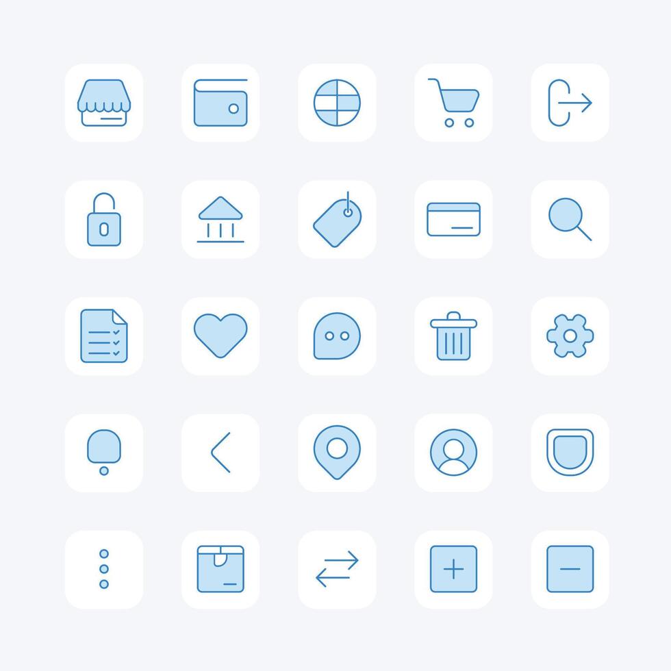 collection of simple and cool shopping app icons vector