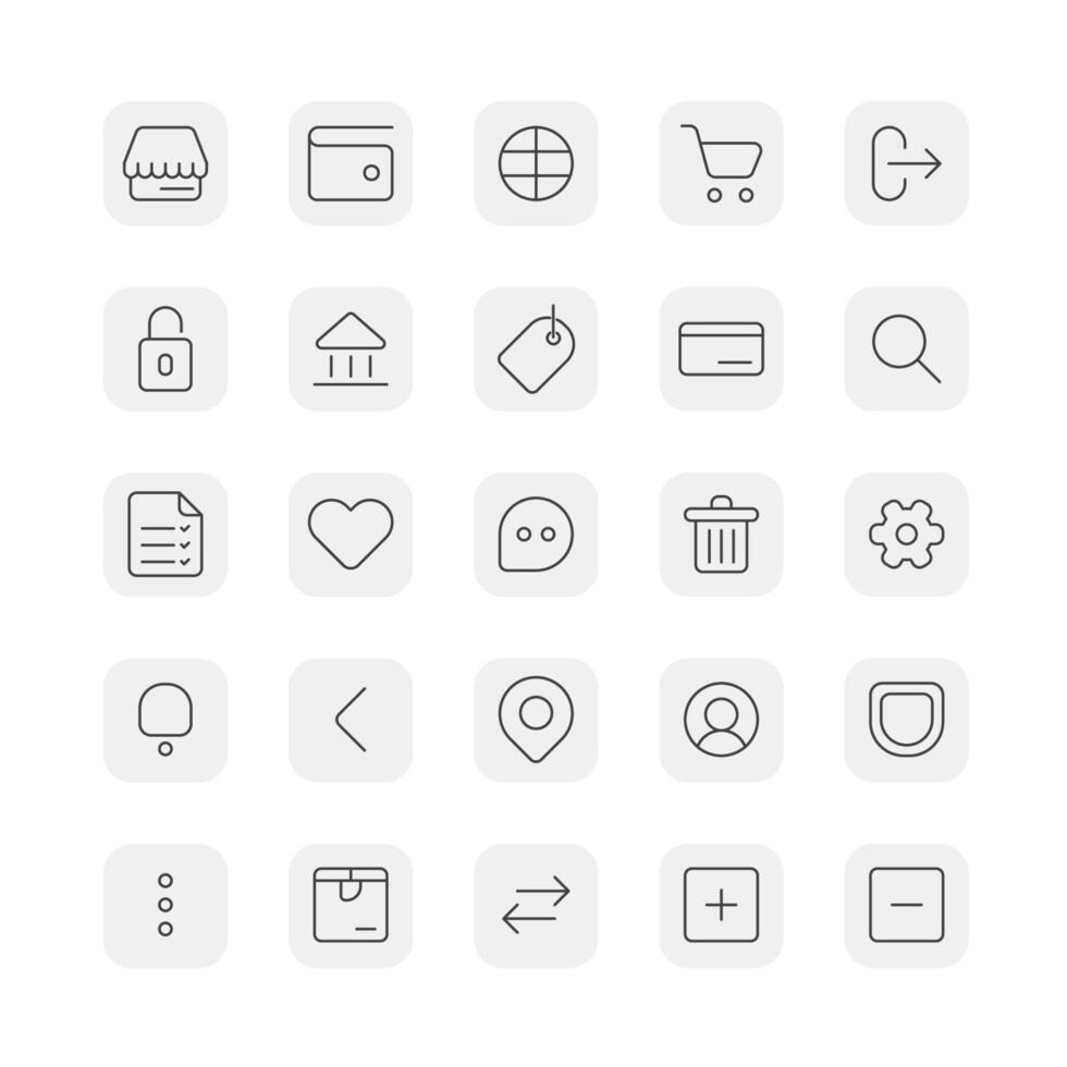 collection of shopping app line icons vector
