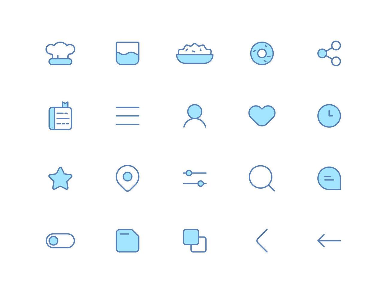 collection of food recipe application icons vector