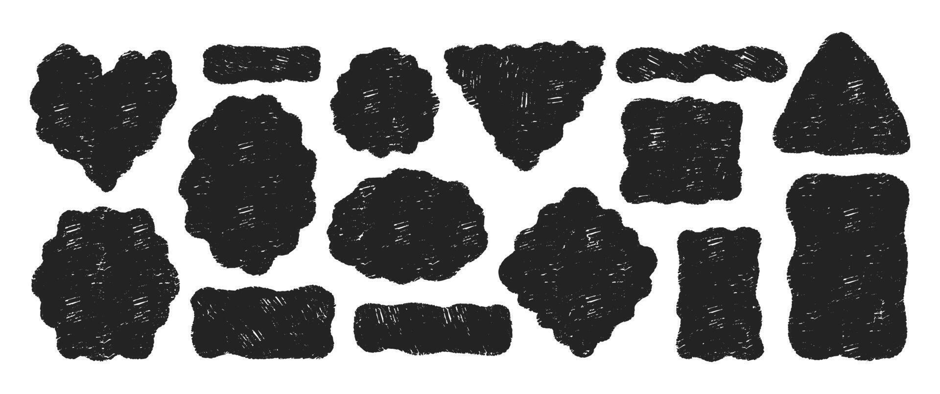Blank speech bubbles. Organic wavy rectangles shapes with crayon, pastel or chalk texture. illustration. vector