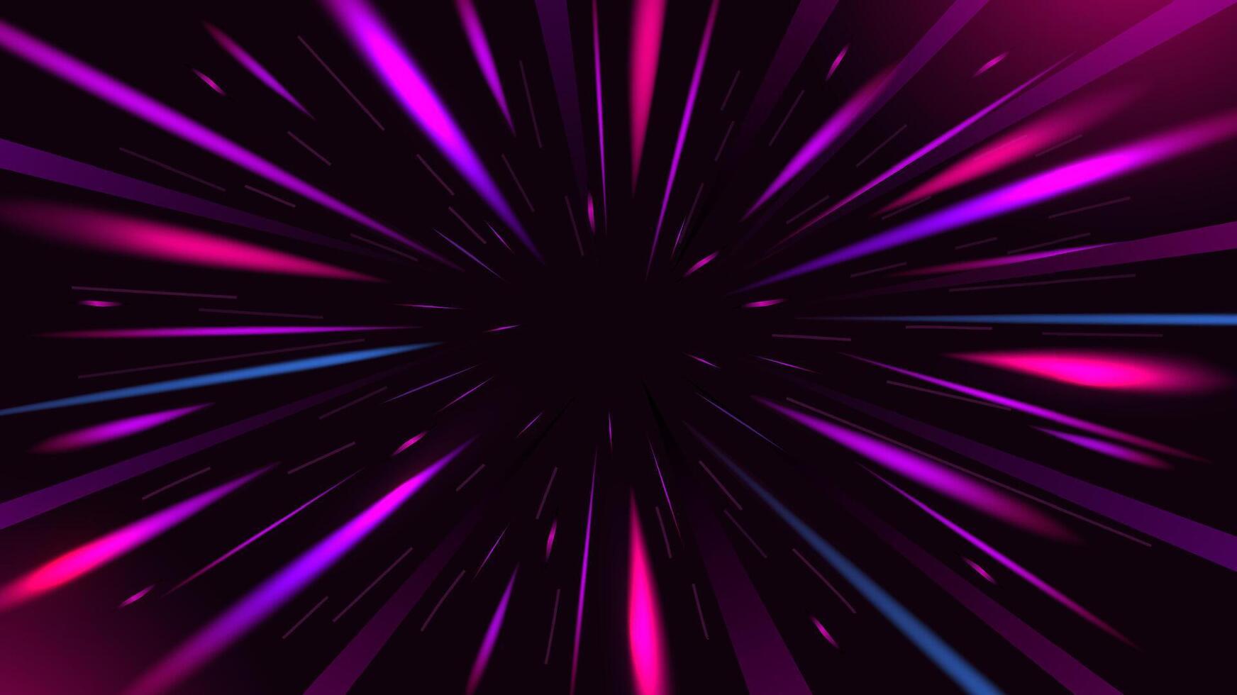 Hyperspace background. Vibrant star warp, hyper jump or light speed concept. Fast speed through space, radial lines traces of moving stars and interstellar travel illustration vector