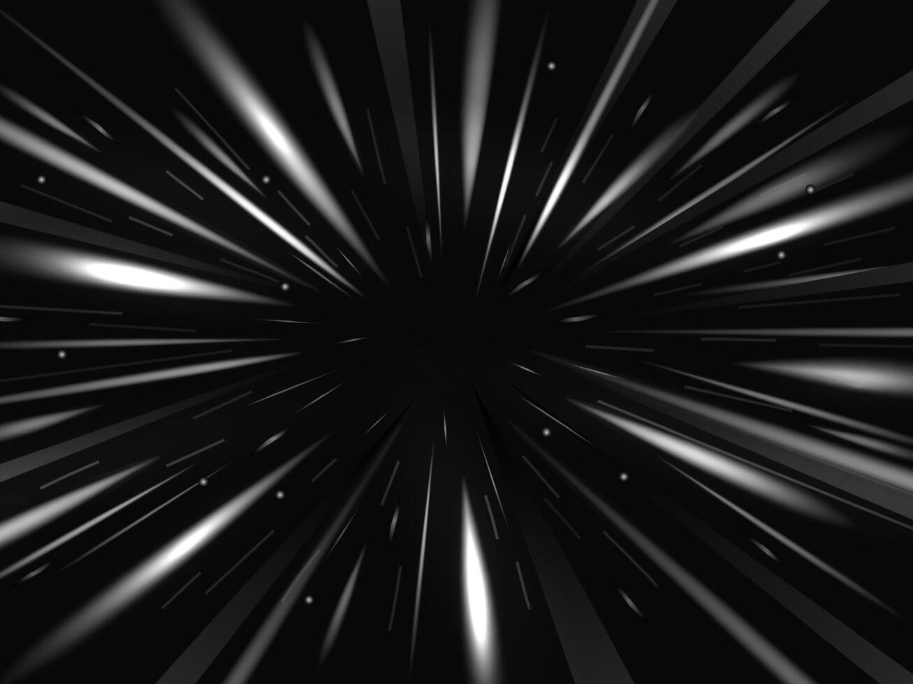 Star warp background. Dynamic stars light streaks of fast speed motion through space, hyper jump or hyperspace visual effect. Radial zoom effect abstract illustration vector