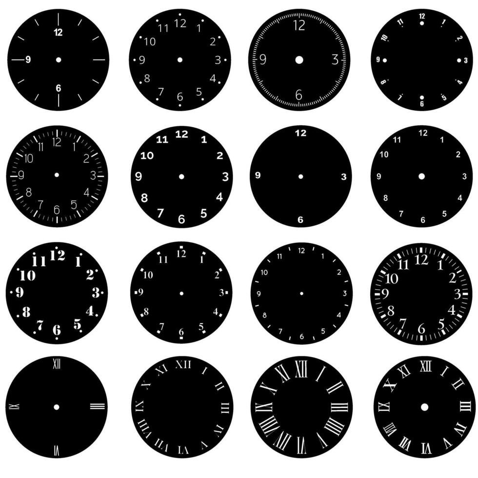 Clock face icon set. Time illustration sign collection. Clock symbol. Wall clock logo. vector