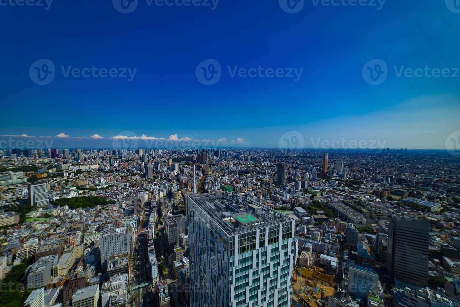 A panoramic cityscape at Ebisu area in Tokyo high angle photo