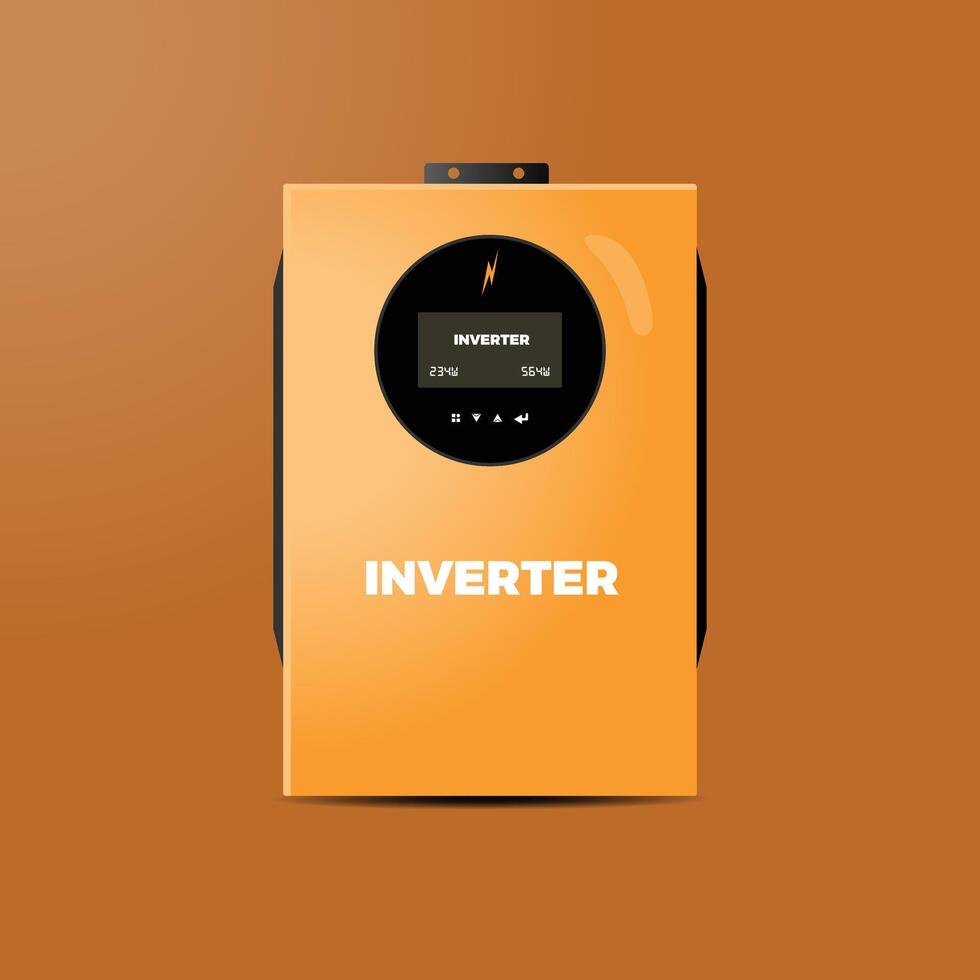 Inverter - solar energy inverter, hybrid inverter with circle screen and control buttons for solar energy use vector