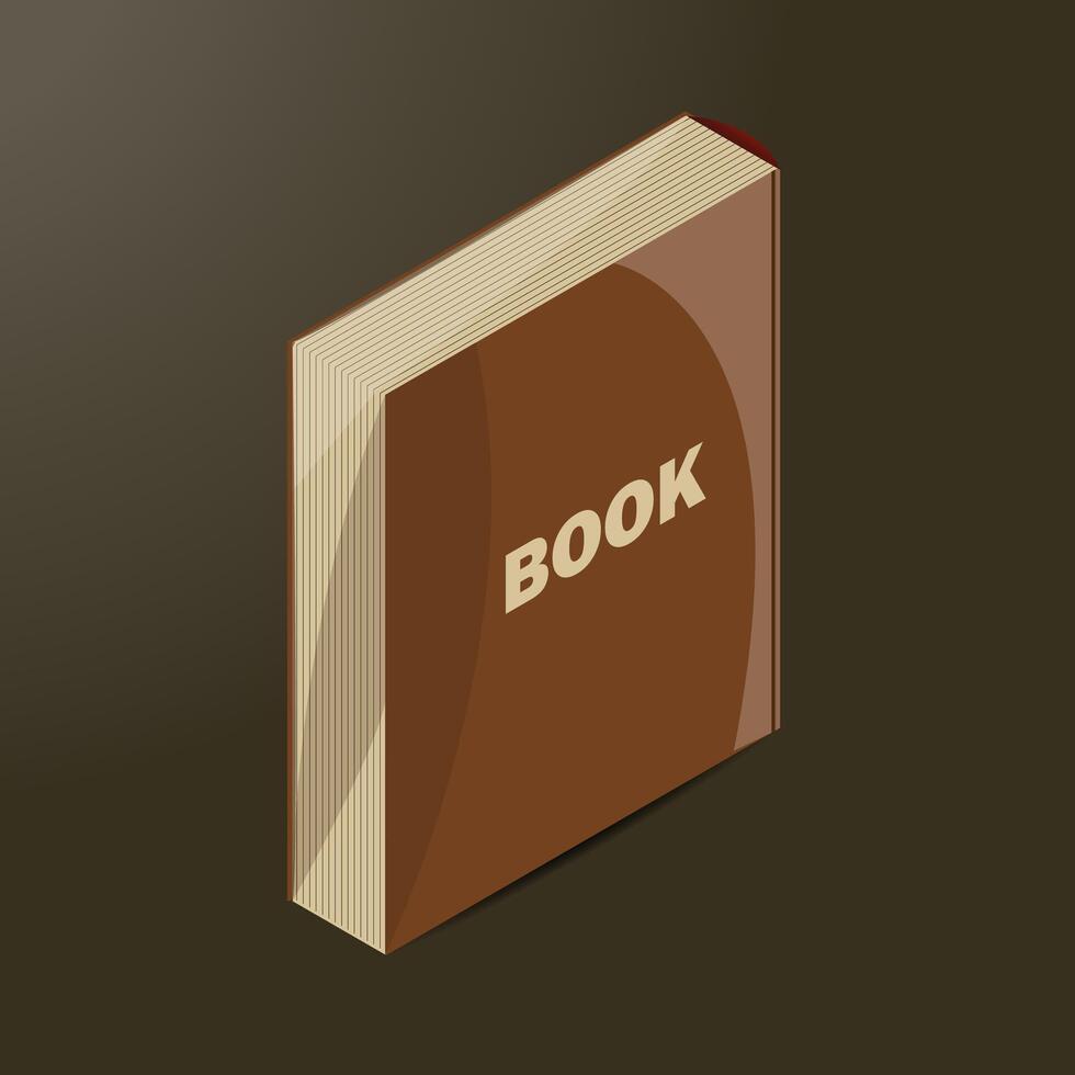 Isometric Book Illustration with Realistic Pages - Brown Cover vector