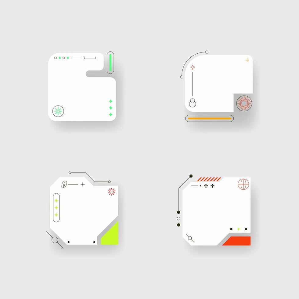 Futuristic element. Cyberpunk decals set. Hud interface design . vector