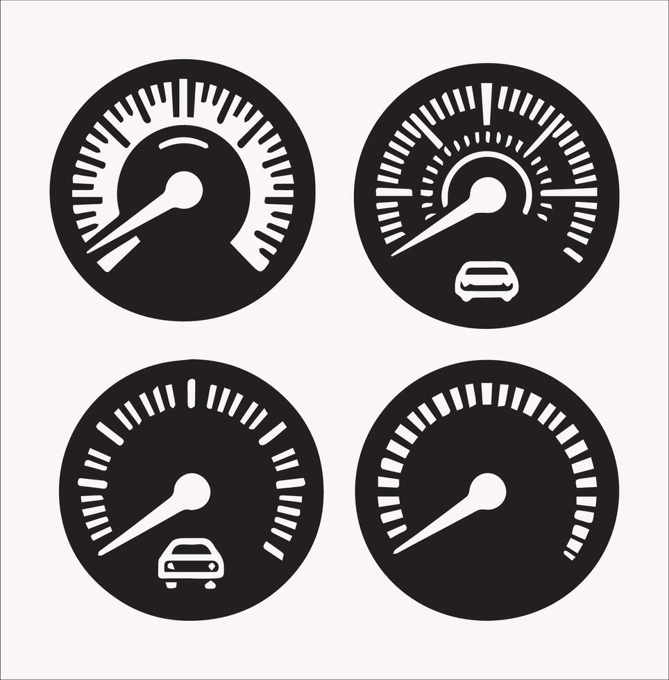 Speedometer Icon Silhouette on White Background vector