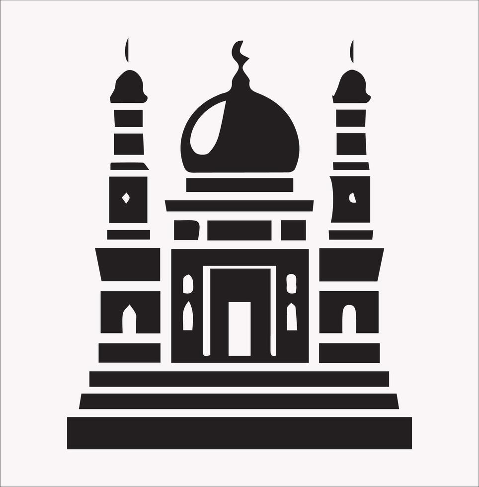 mosque Line Art Design on White Background vector