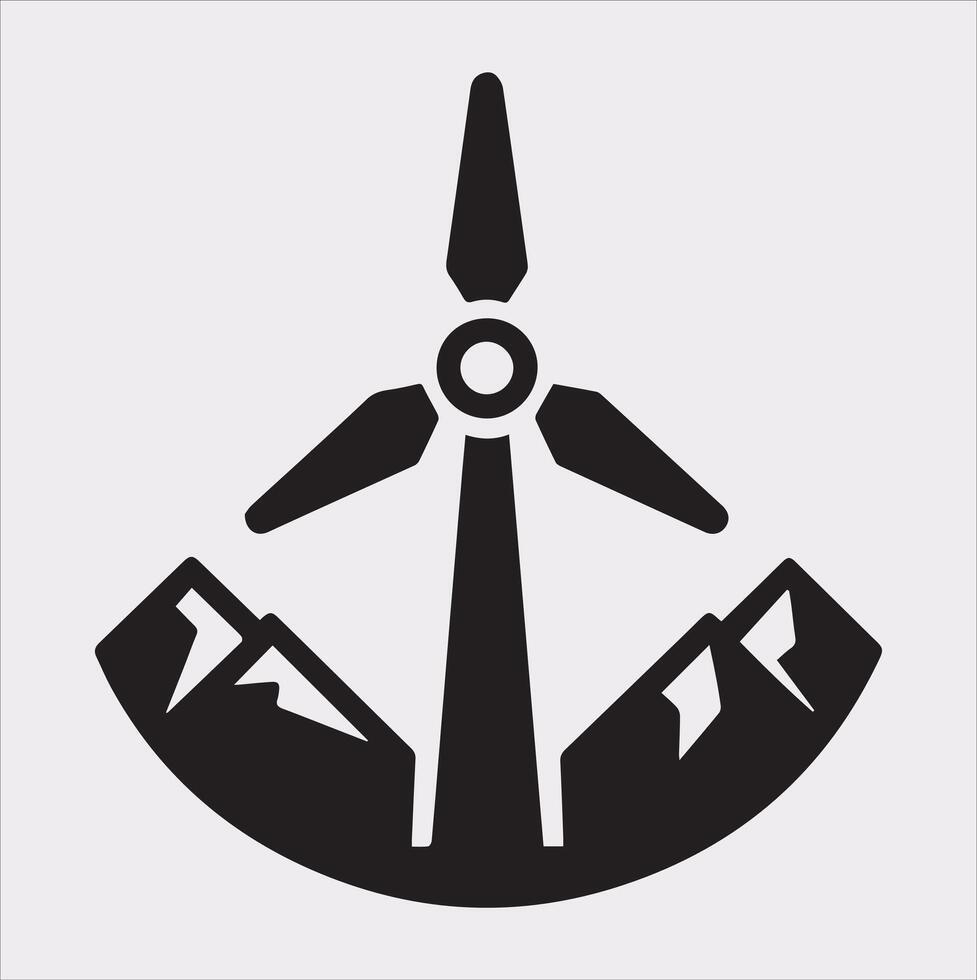 Minimalist Silhouette of Wind Power Icon for Design Projects vector