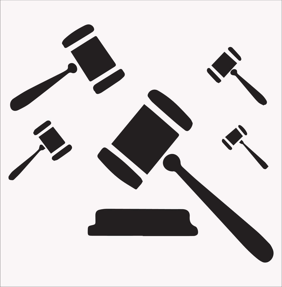 Simple Gavel Hammer Icon Silhouette for Design Projects vector