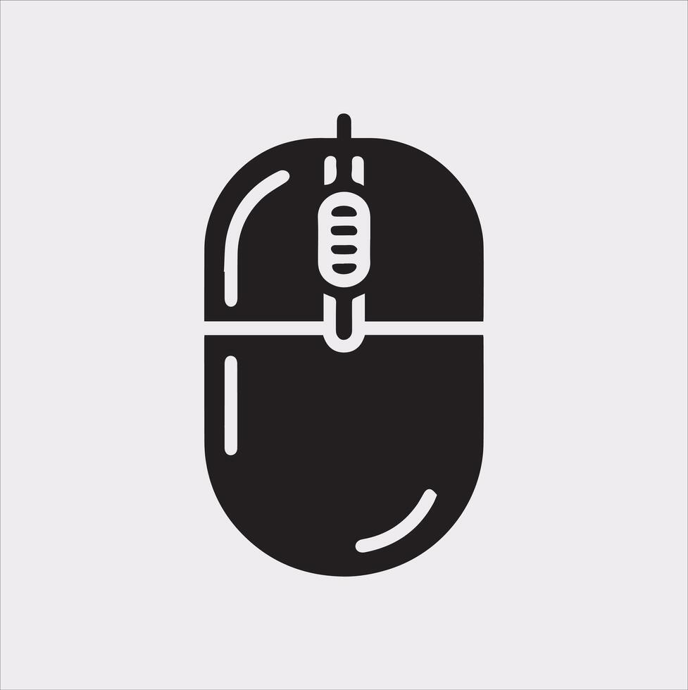 Wireless Mouse Line Silhouette Illustration Icon on White Background vector