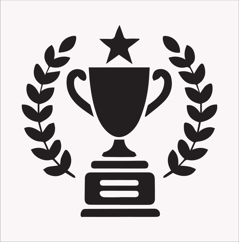 Winning Award Line Art Silhouette Icon on White Background vector