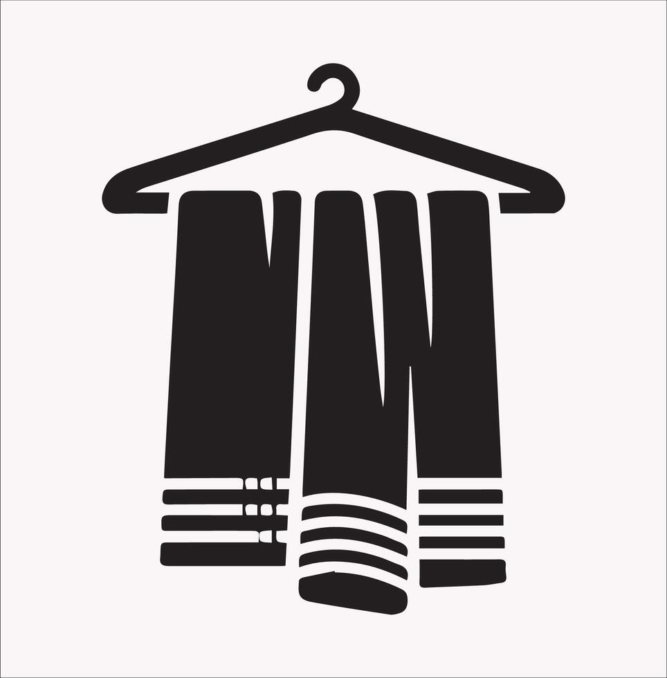 Simple Hanging Towel Icon Silhouette for Design Projects vector
