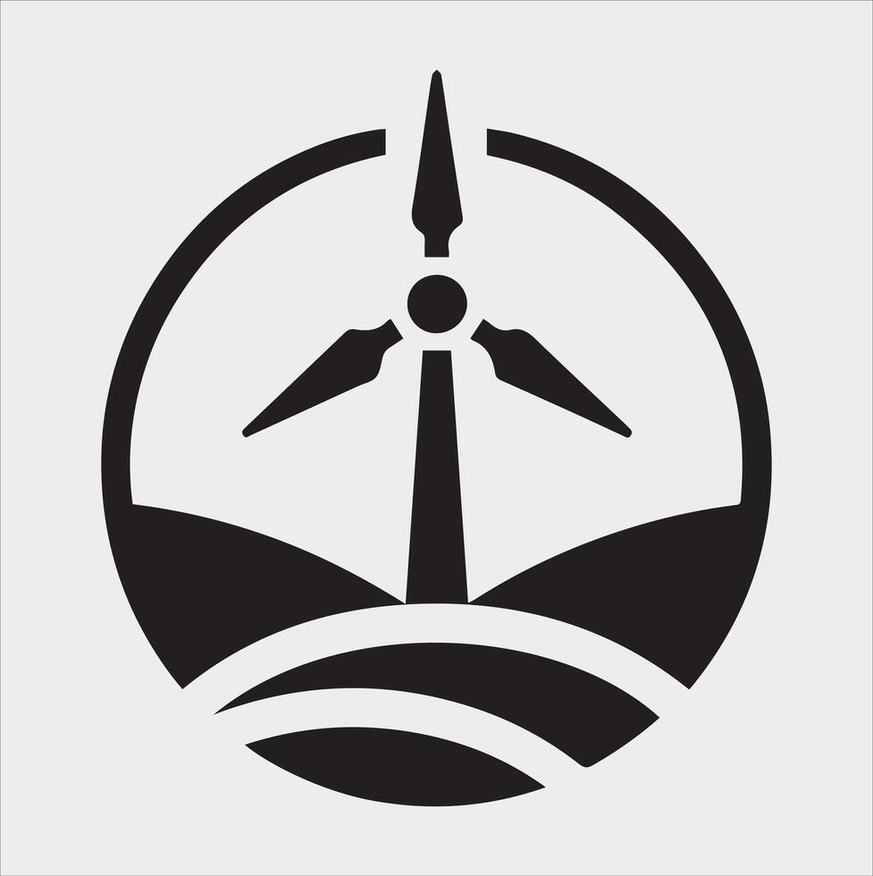 Simple Wind Power Silhouette Icon Design on White background vector