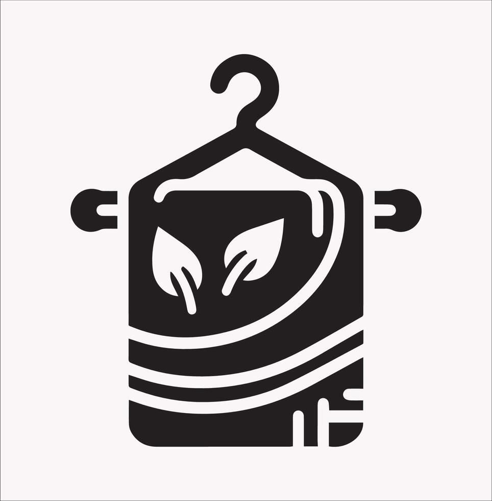 Hanging Towel Icon Silhouette on White Background vector