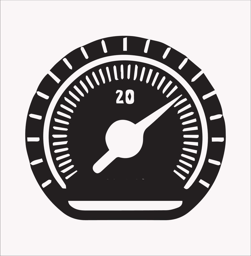 Minimalist Speedometer Icon Silhouette on White Background vector