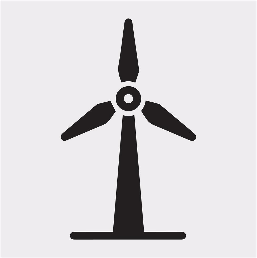 Clean Wind Power Silhouette Icon on Plain Background vector