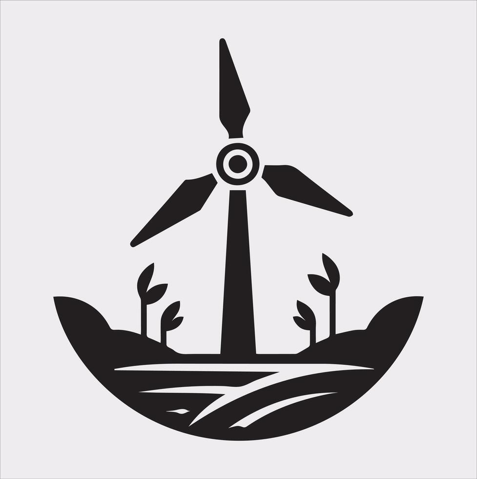 Stylish Wind Power Icon Silhouette for Graphics vector