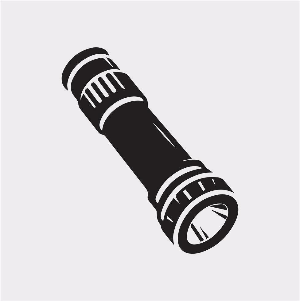 flashlight icon Silhouette on White Background vector