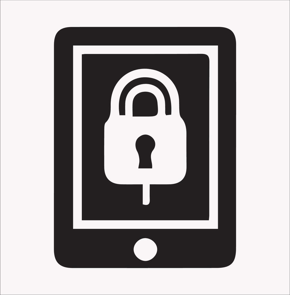 Minimalist cyber security Icon Silhouette on White vector