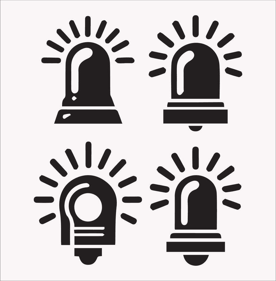 Simple Silhouette of Flashlight and Alarm Light on Plain Background vector