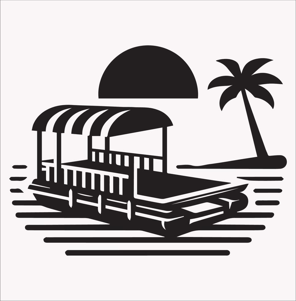 Pontoon Boat Silhouette High-Quality Silhouette on White Background vector