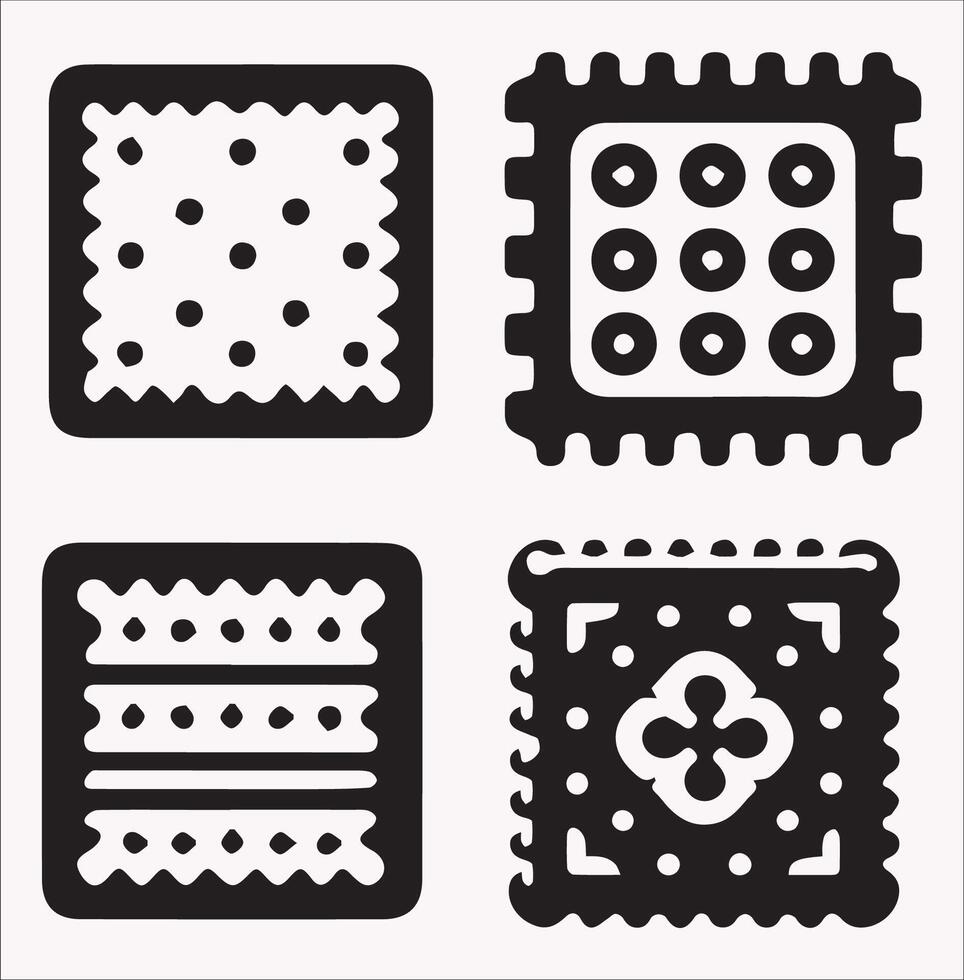 Nutritious Health Crackers Silhouette on White Background vector