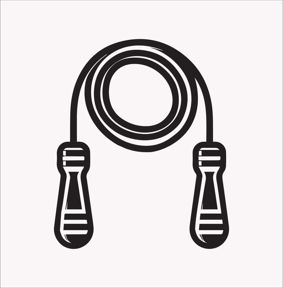 Jump Rope Silhouette Illustration Icon on White Background vector