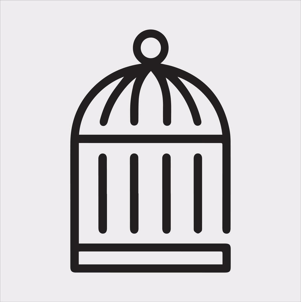Stylish Bird Cage Silhouette Icon for Art Projects vector